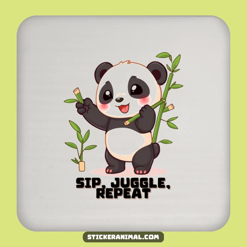 Funny Panda Coaster Set: Playful Cub Bamboo Fun Gift