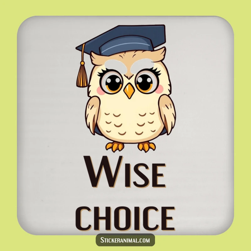 Funny Surprised Owl Drink Coaster - Protect Surfaces with Graduation Humor