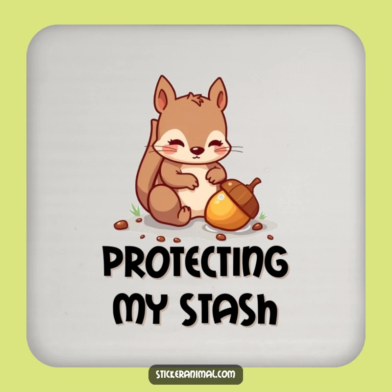 Funny Squirrel Coaster: Mischievous Acorn Protection, Humorous Table Gift
