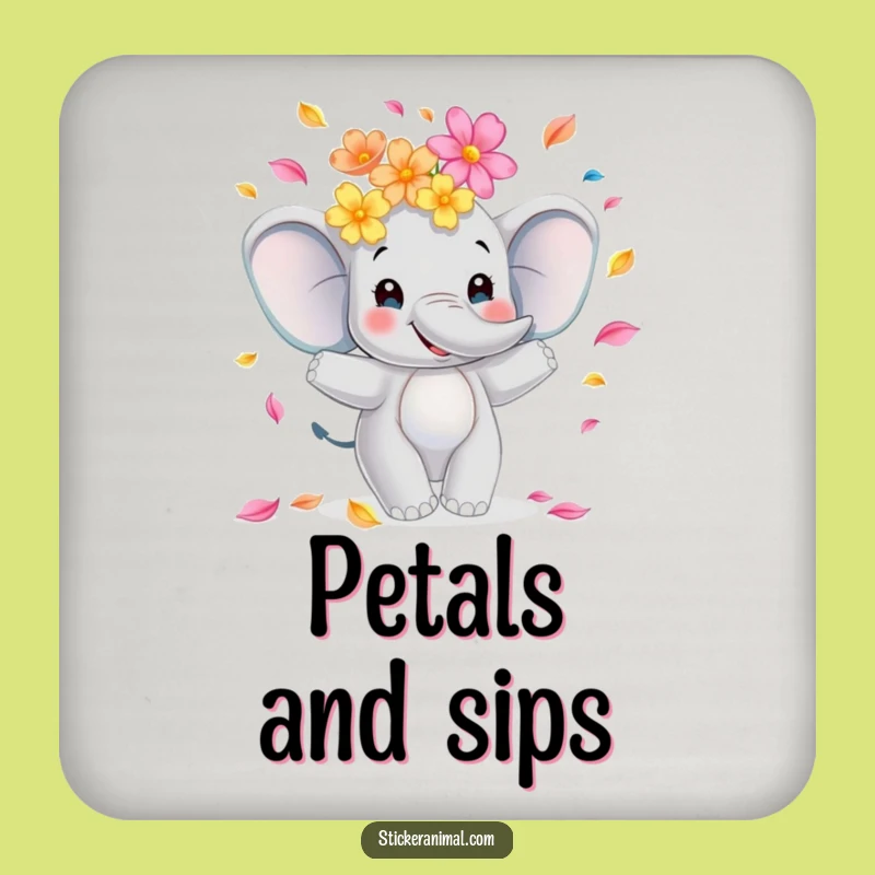 Protective Funny Elephant Juggling Flowers Drink Coaster Set, Add Charm to Tables
