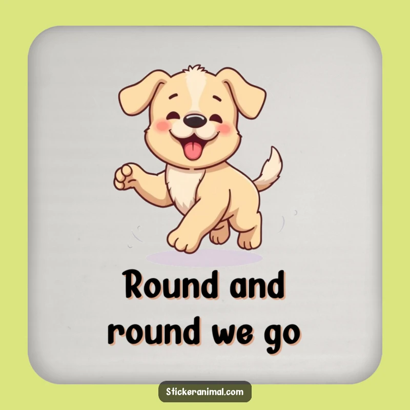 Funny Puppy Tail Chase Coaster: Protect Surfaces with Puppy Playfulness