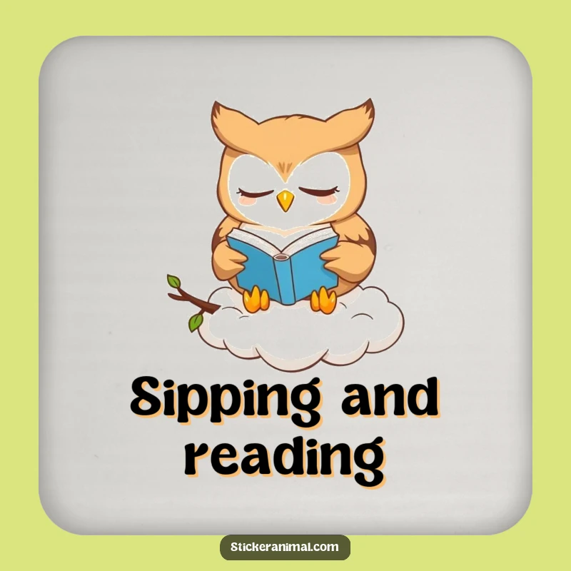 Funny Owl Book Lover Coaster: Protect Surfaces with Wise Owl's Read