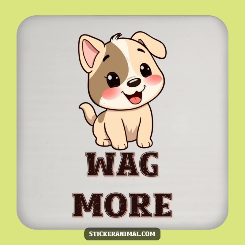 Funny Dog Wag Drink Coaster: Enthusiastic Character Table Gift