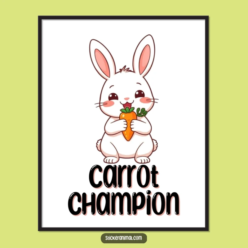 Funny Cheerful Rabbit Trophy Poster - Victory Artwork for Your Walls, Great Funny Gift!