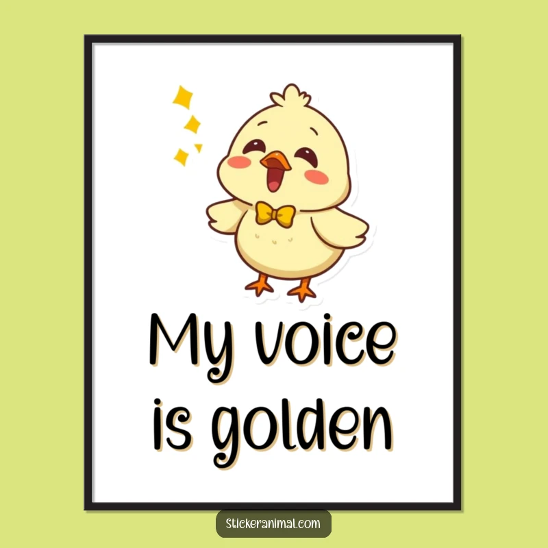 Funny Chirping Chick Singing Poster, a Whimsical Gift for Music Rooms
