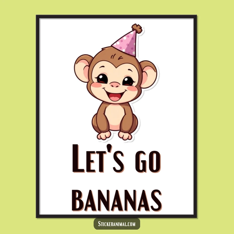 Funny Monkey Party Poster: Add Festive Cheer to Your Walls with This Character Art