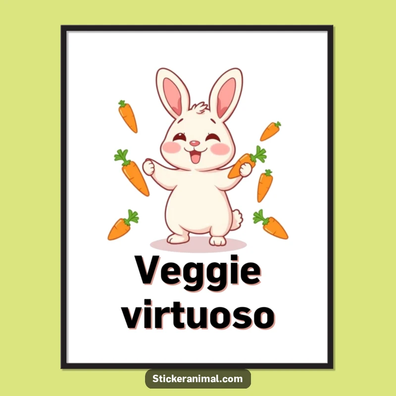 Funny Rabbit Juggling Poster: Giggling Character Art, Bring Fun Home!