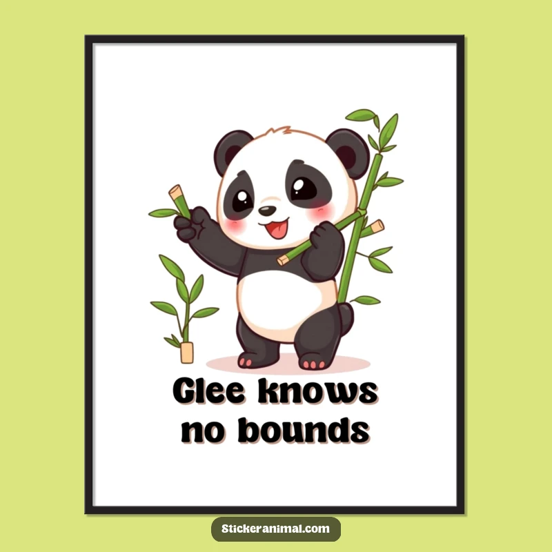 Funny Panda Art Print: Playful Cub Bamboo Decor Gift