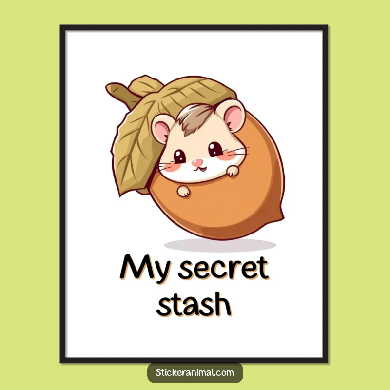 Funny Hamster Acorn Poster: Playful Hide & Seek Art For Your Walls