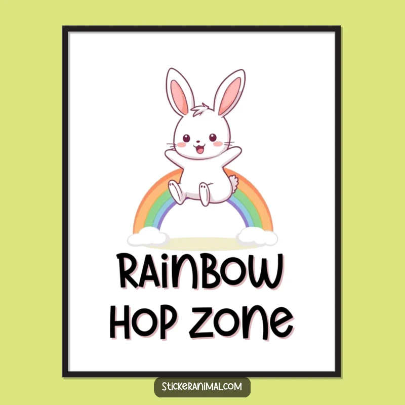 Funny Bunny Rainbow Poster - Bring Enchanting Humor and Joy to Your Walls