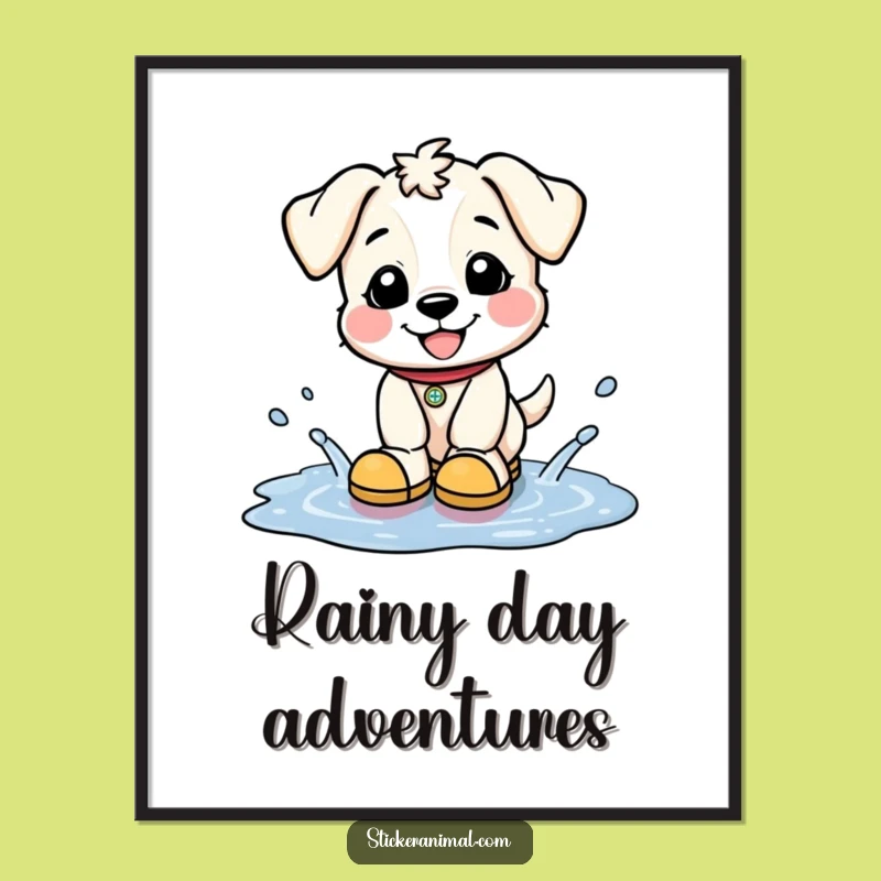 Funny Puppy Splash Poster - Cheerful Wall Art - Perfect Funny Gift!
