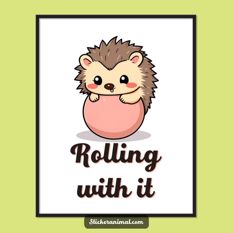 Funny Hedgehog Poster - Adorable Ball Art for Playful Spaces