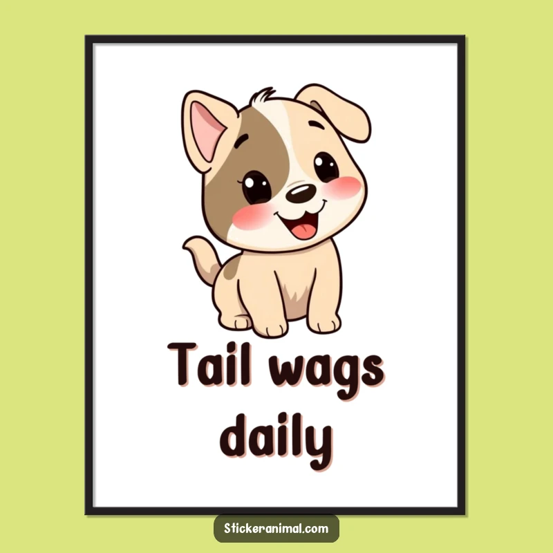 Funny Dog Wagging Tail Poster: Enthusiastic Character Art Gift