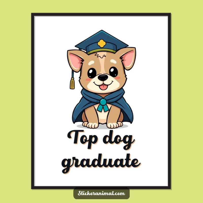 Funny Graduation Dog Poster: Winking Scholar Pup Art, Perfect Grad Gift
