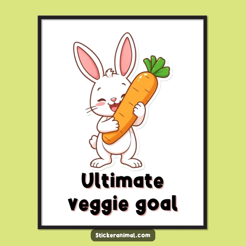 Funny Bunny Carrot Trophy Poster: Hilarious Veggie Art For Your Wall