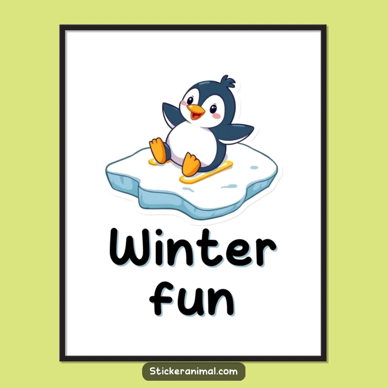Funny Penguin Poster - Winter Fun Art for Your Walls