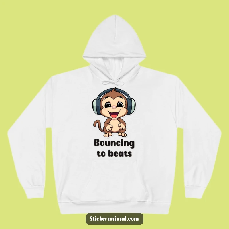 Funny Monkey Headphones Hoodie, Cozy Music Enthusiast Wear, Perfect Funny Gift
