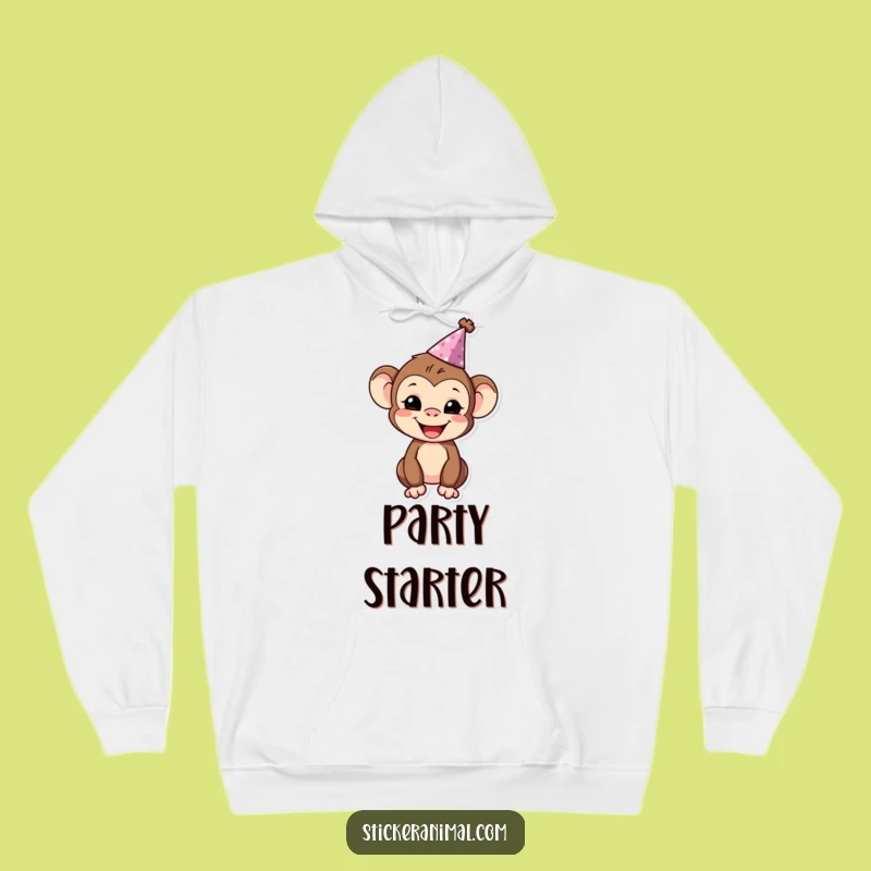 Funny Monkey Party Hoodie: Stay Cozy and Festive with This Cheerful Character