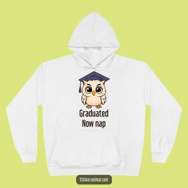 Funny Surprised Owl Graduation Hoodie - Cozy Shock and Humor, Ideal Funny Gift!