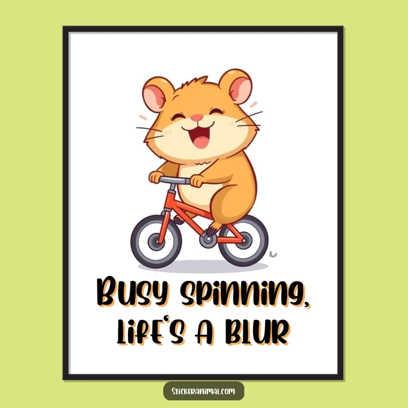 Funny Free Printable Hamster Bicycle Wall Art - Energetic Downloadable Decor!