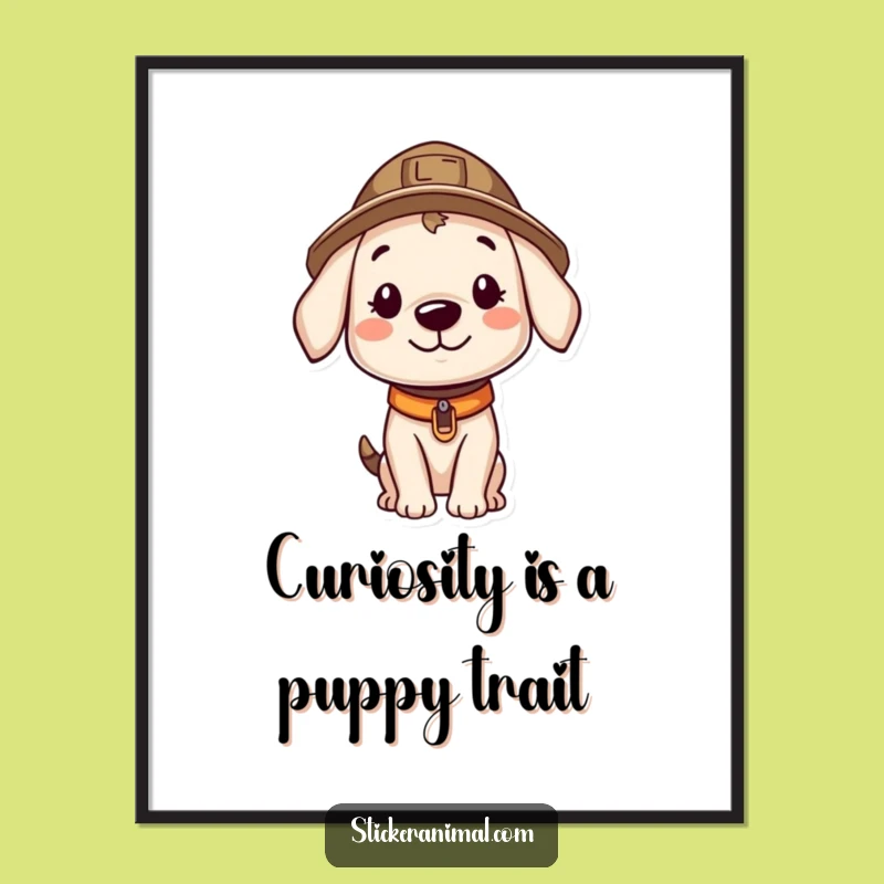 Funny Free Printable Wall Art: Curious Puppy Explorer - Quirky Decor