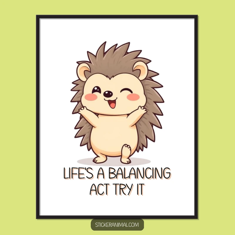 Free Printable Hedgehog Headstand Art: Funny Downloadable Wall Decor for a Quirky Home