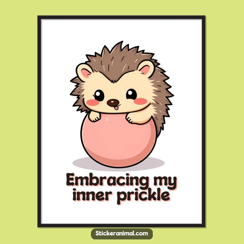 Free Printable Hedgehog Wall Art - Funny Rolled Up Hedgehog Decor