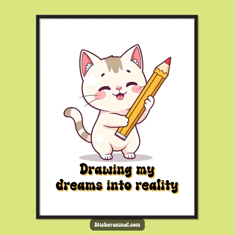 Free Printable Wall Art: Cat Artist - Whimsical Decor Downloadable Art for Creatives