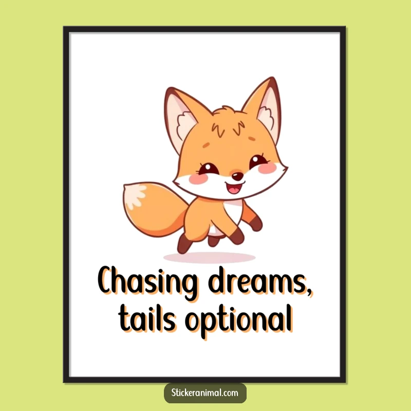 Free Printable Wall Art: Fox Tail Chase Grin Funny Downloadable Decor