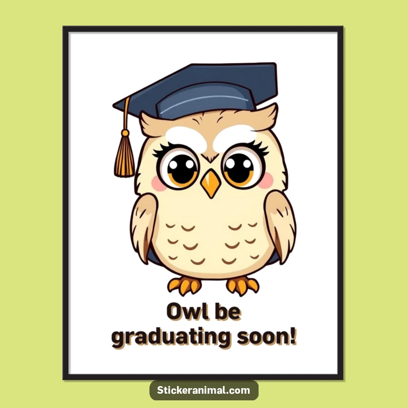 Free Printable Wall Art: Surprised Graduation Owl Decor, Humorous Downloadable Art, DIY Gift Idea