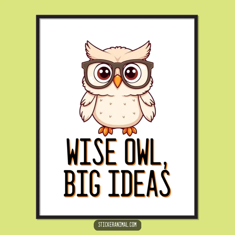 Free Printable Wall Art: Surprised Owl Specs - Quirky Downloadable Decor