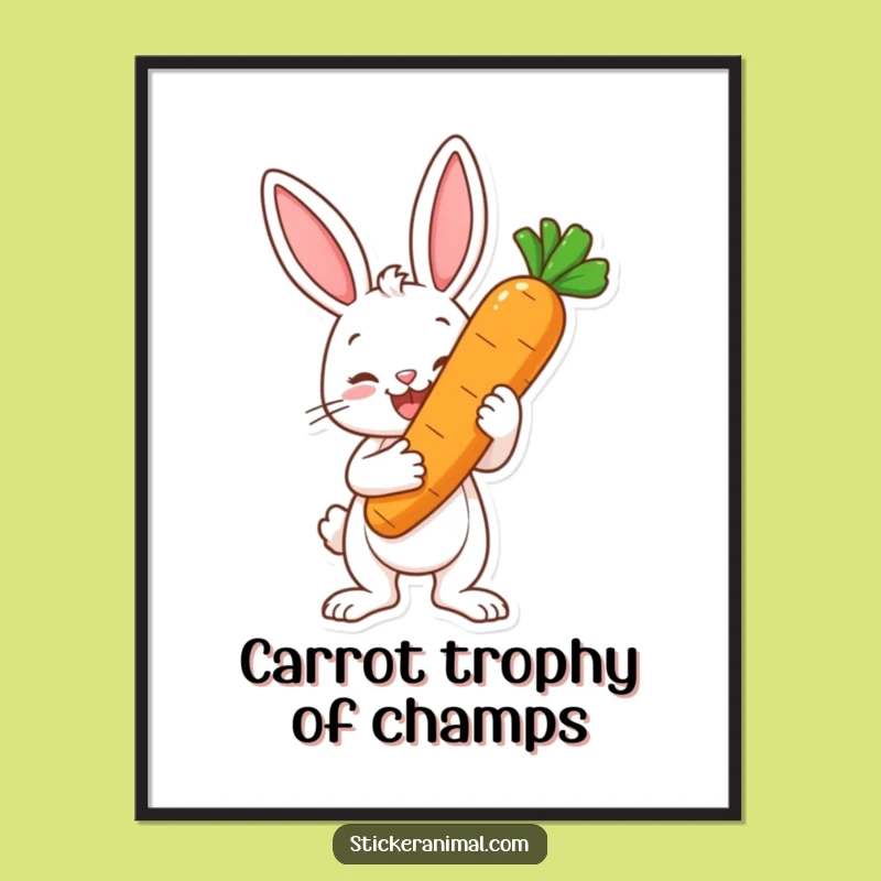 Funny Free Printable Wall Art: Bunny Carrot Trophy - Quirky Decor