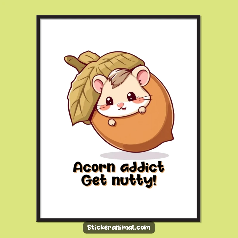 Funny Free Printable Wall Art: Hamster Acorn Hideout - Quirky Decor