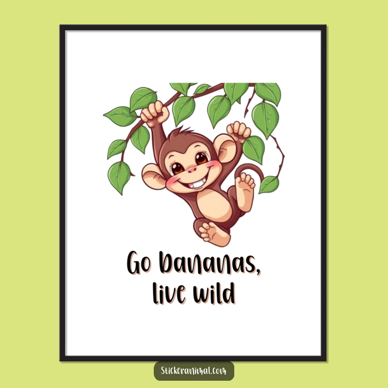 Funny Free Printable Wall Art: Mischievous Monkey Jungle Decor
