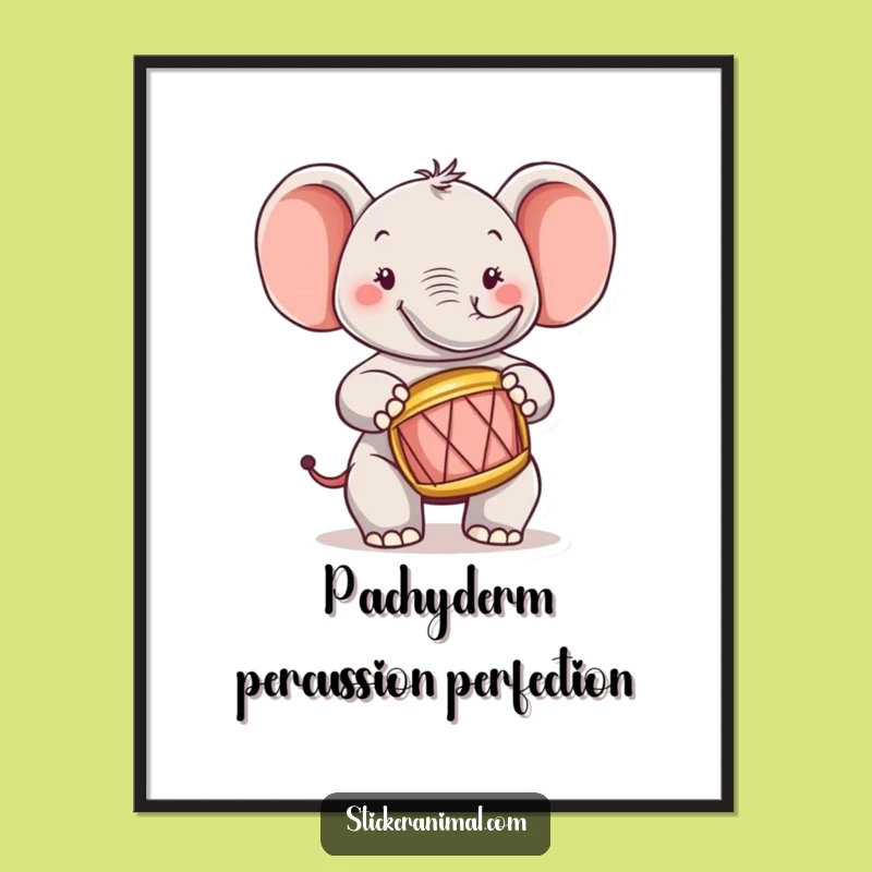 Free Printable Elephant Drummer Wall Art: Funny Downloadable Decor for Music Lovers