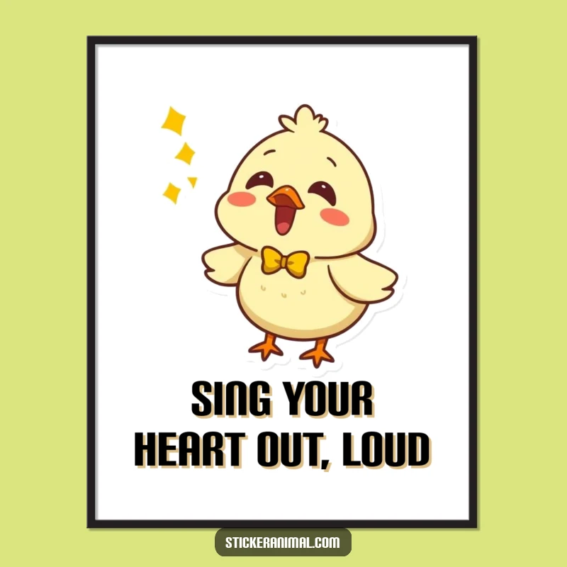 Funny Free Printable Wall Art: Singing Chick Decor - Cheer Up Your Room!