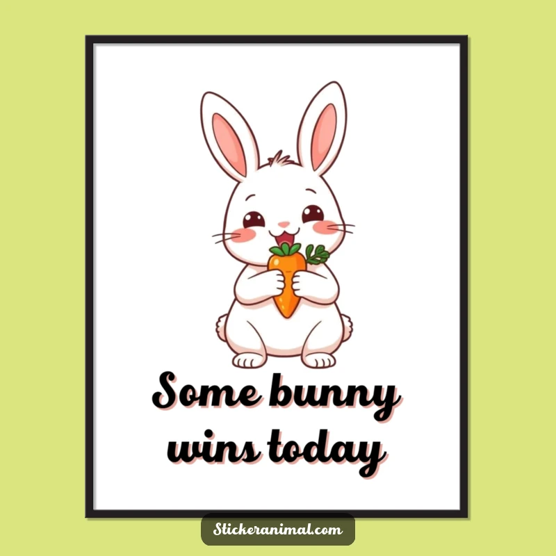 Free Printable Wall Art: Cheerful Rabbit's Trophy Carrot Decor