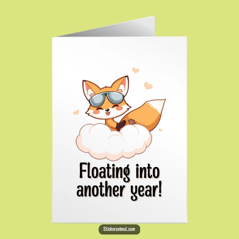 Free Printable Birthday Card Funny Fox Cloud Pilot Downloadable Gift