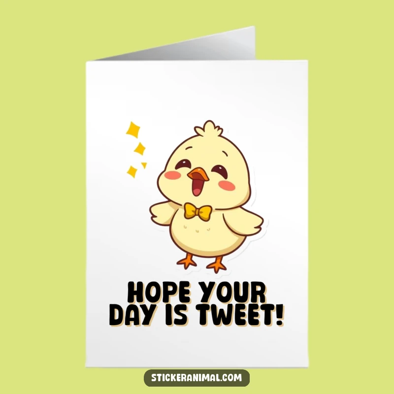 Free Printable Birthday Card: Singing Chick Bow - Loud & Joyful!