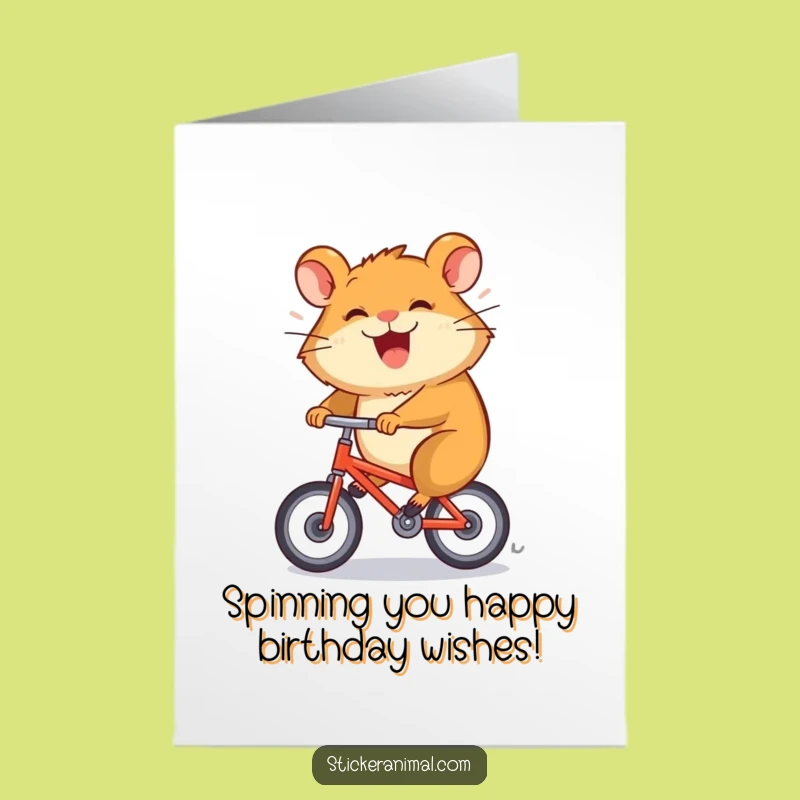 Funny Free Printable Hamster Bicycle Birthday Card - Speedy Laugh Gift!