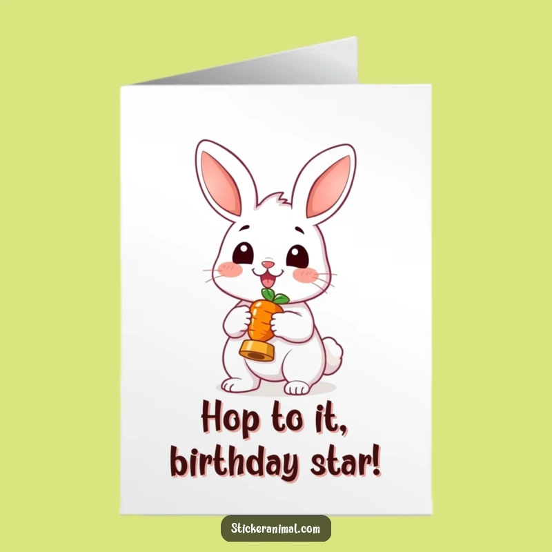 Free Printable Birthday Card: Cheerful Rabbit Trophy Winner, Downloadable Greeting, Funny DIY Gift