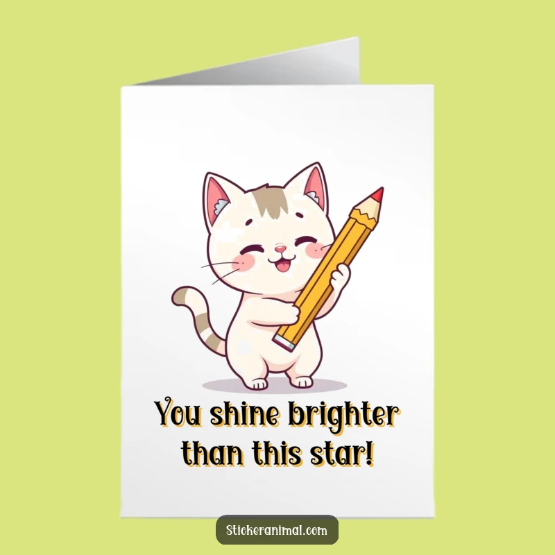 Free Printable Birthday Card: Cat Artist - Creative Downloadable Gift for Dreamers