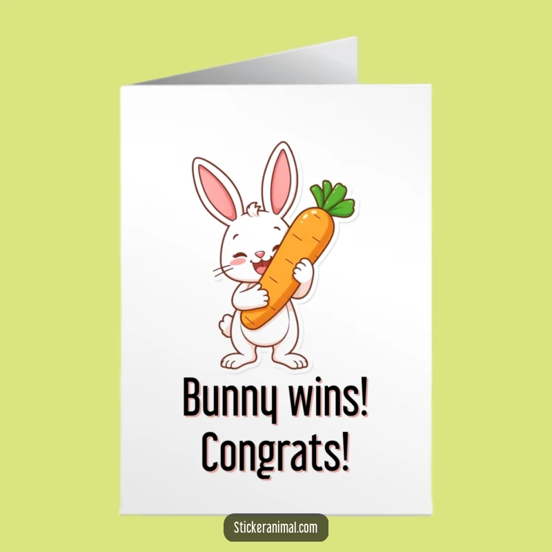 Free Printable Congrats Card: Bunny Carrot Trophy Winner - Instant Download