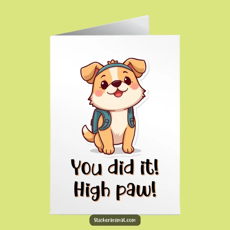 Free Printable Congrats Card: Dog Backpack Adventure - Celebrate Big!
