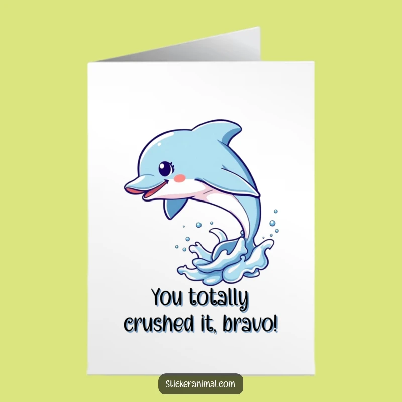Free Printable Congrats Card: Dolphin Leap Celebration Humor