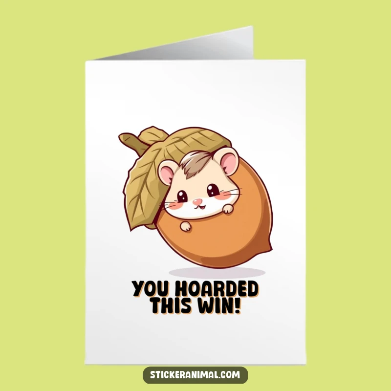 Free Printable Congrats Card: Hamster's Acorn Surprise - Instant Download