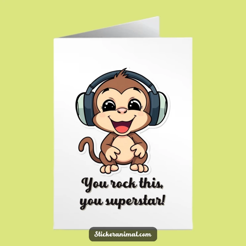 Free Printable Congrats Card: Monkey's Celebration Dance, Funny Downloadable Gift