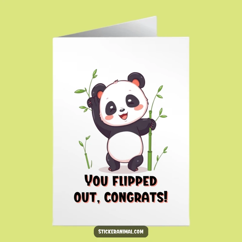 Free Printable Congrats Card: Panda Handstand - Balanced Downloadable Gift for Success