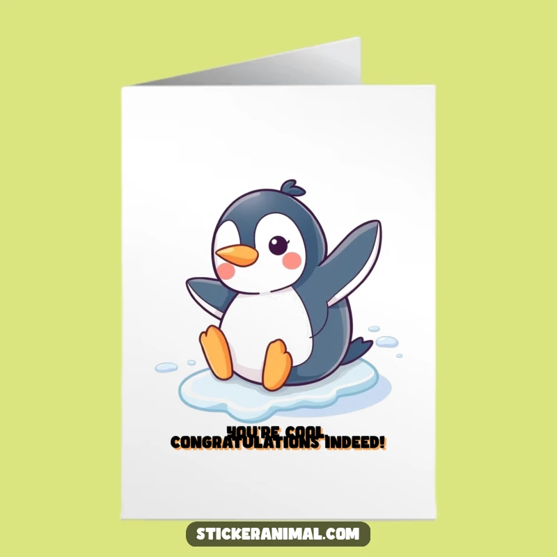 Free Printable Congrats Card: Penguin Slide Celebration Humor