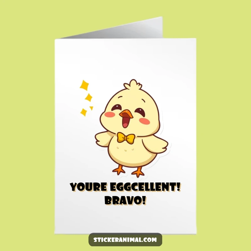Free Printable Congrats Card: Singing Chick Bow - Hit the High Notes!